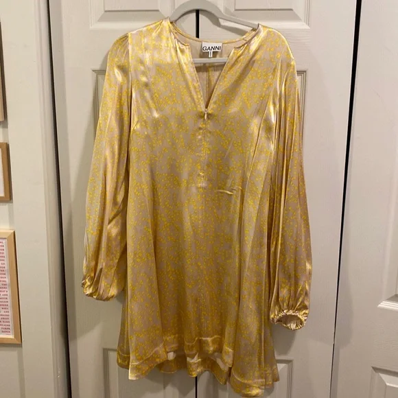 Ganni | Dresses | Ganni Paradise Cameron Floral Satin Dress | Poshmark